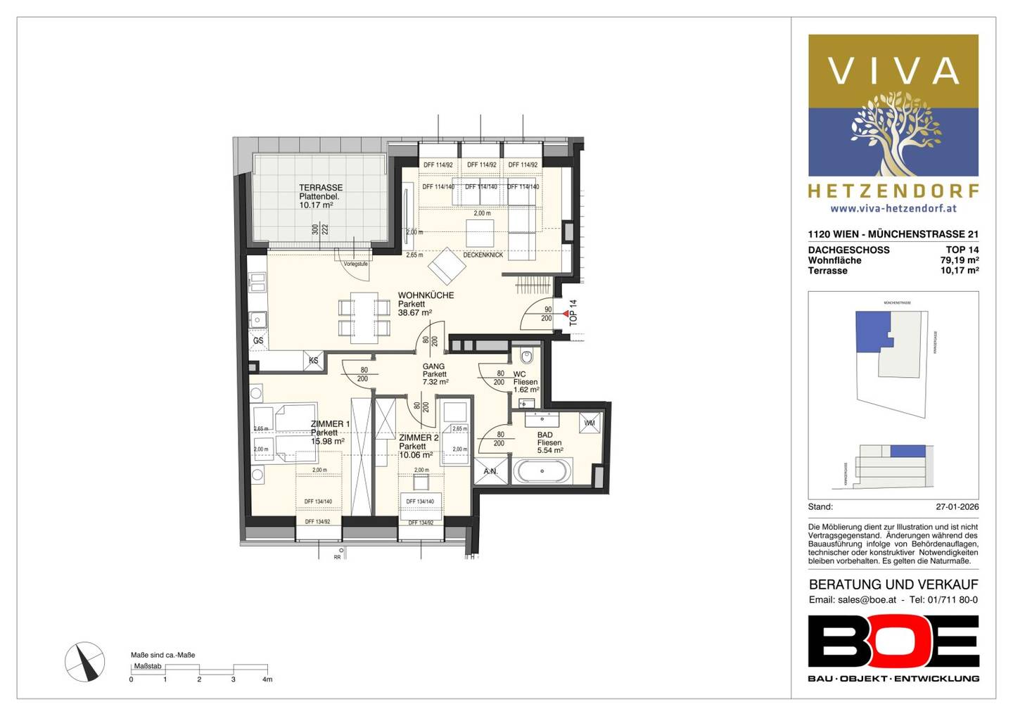 Exclusive top floor apartment with a large terrace
