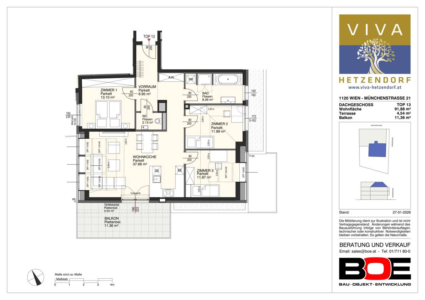 Dream home with a view: light filled 4-room attic apartment with a large terrace