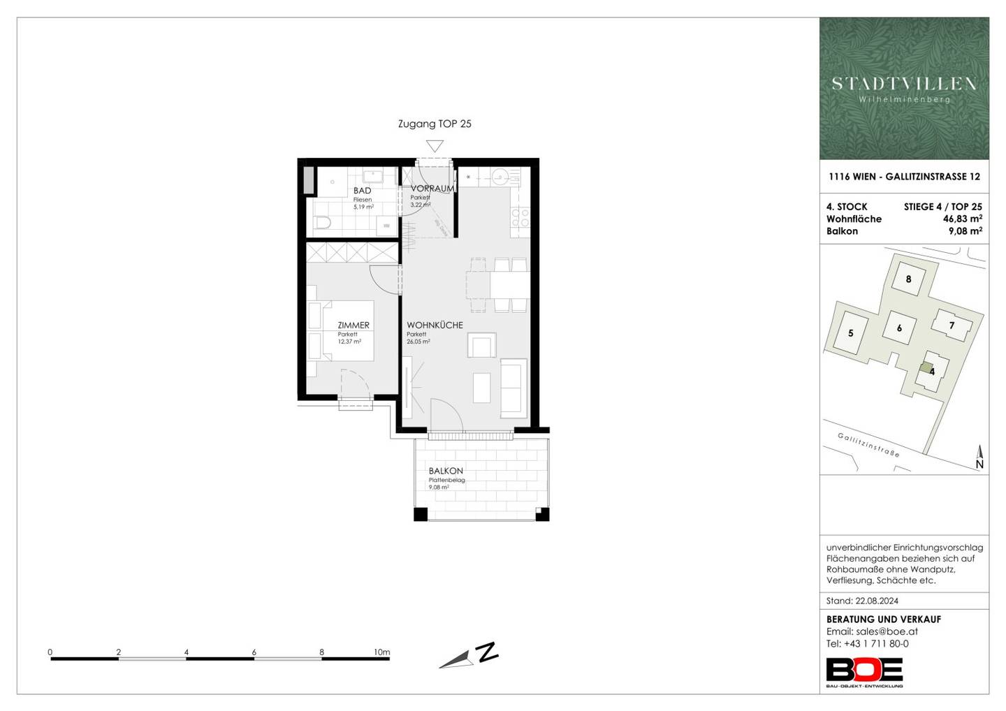 Bright and well laid out 2 room apartment with a large balcony and beautiful view STADTVILLEN WILHELMINENBERG anden?no