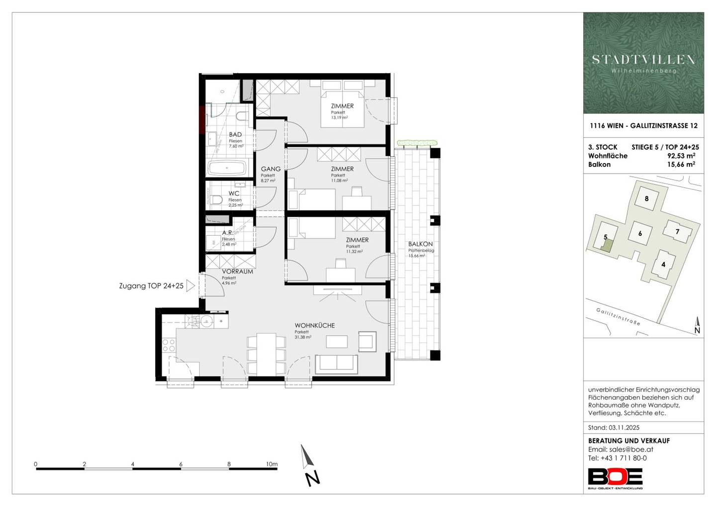 Charming four room attic apartment with a large balcony and southeast orientation Last four room apartment STADTVILLEN WILHELMINENBERG