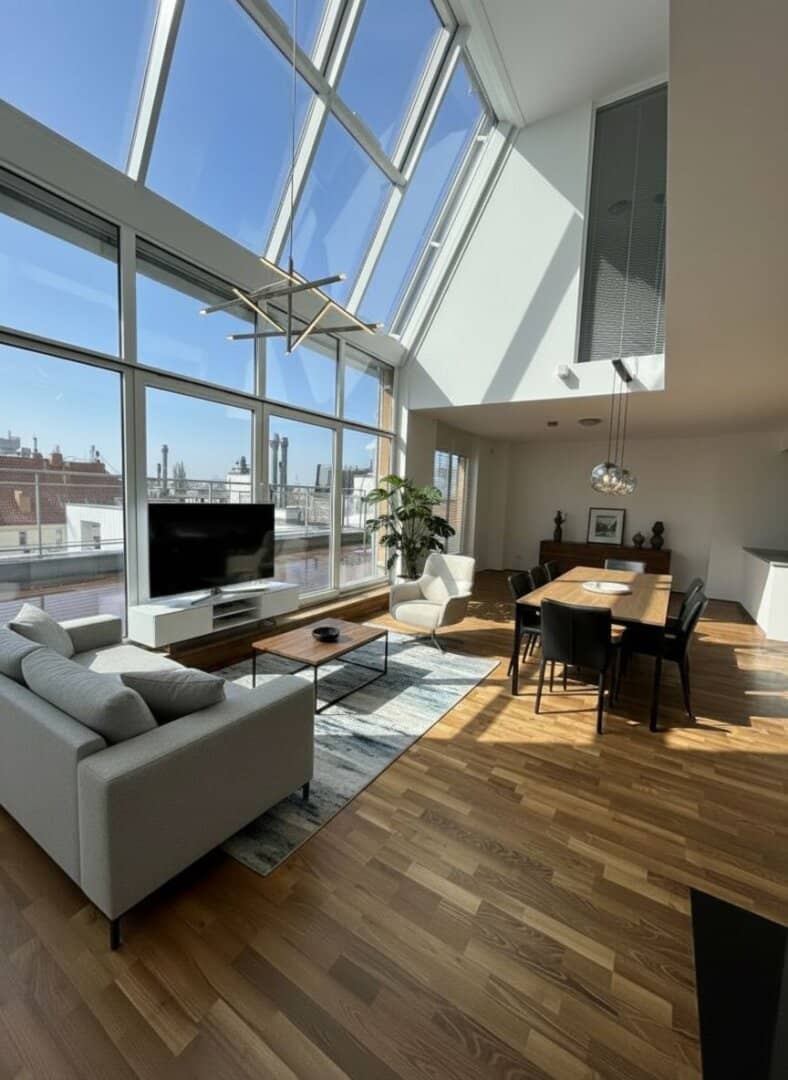 Luxurious penthouse in an upscale residential complex with pool, fitness area and concierge service","de":"Luxuriöses Penthouse in edler Wohnhausanlage mit Pool, Fitnessbereich und Concierge-Service."