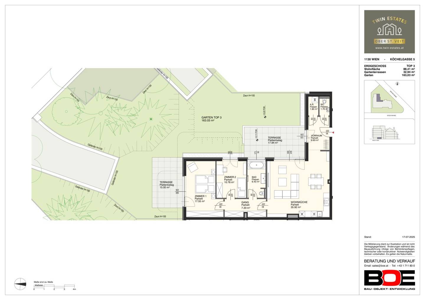 Unique three room apartment with a spacious garden