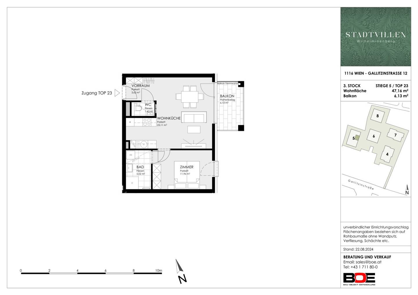 Compact two room Attic Apartment with Large Balcony and East Orientation - STADTVILLEN WILHELMINENBERG