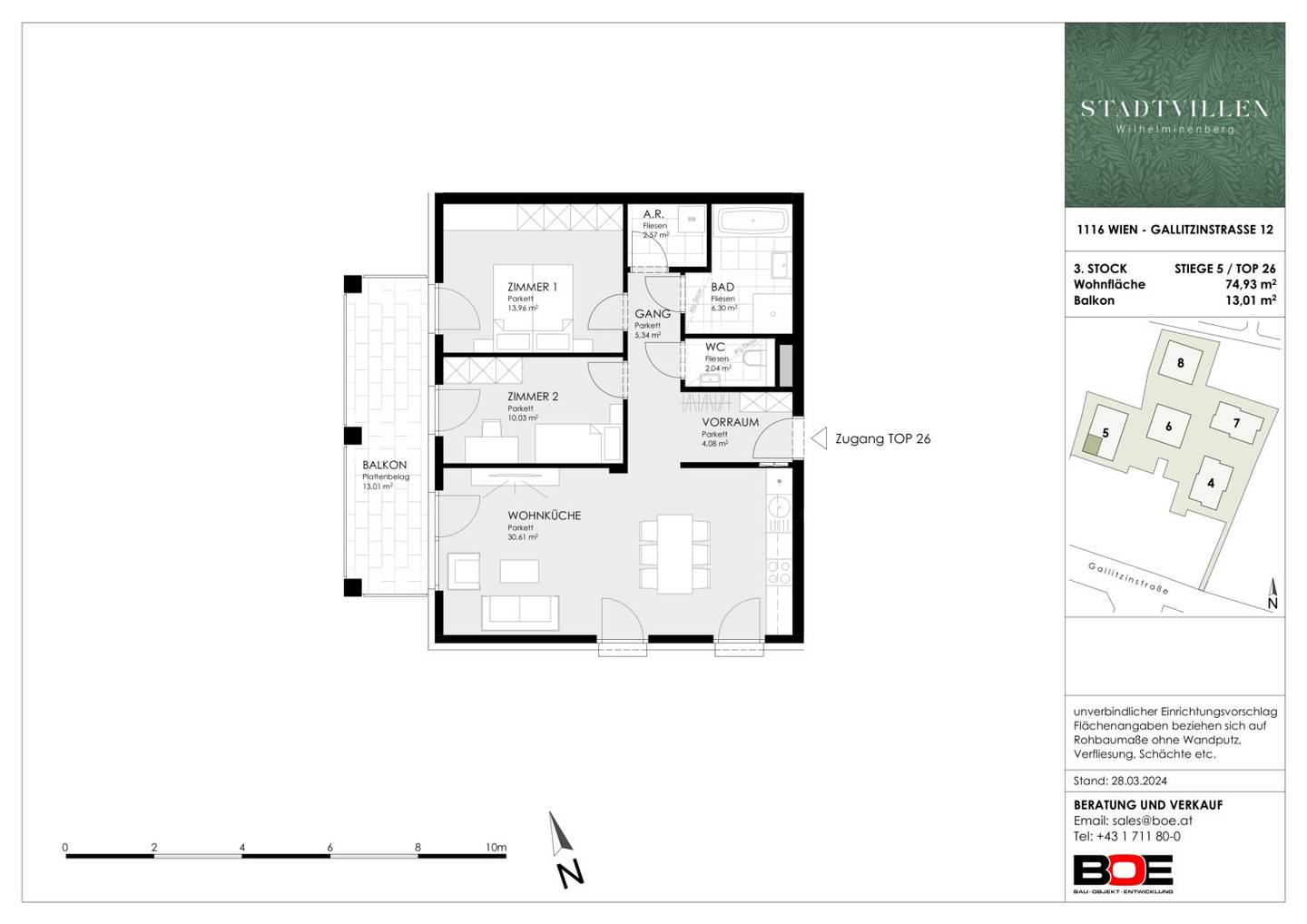 Spacious and well laid out 3-room apartment with a large balcony and bright southwest orientation - STADTVILLEN WILHELMINENBERG