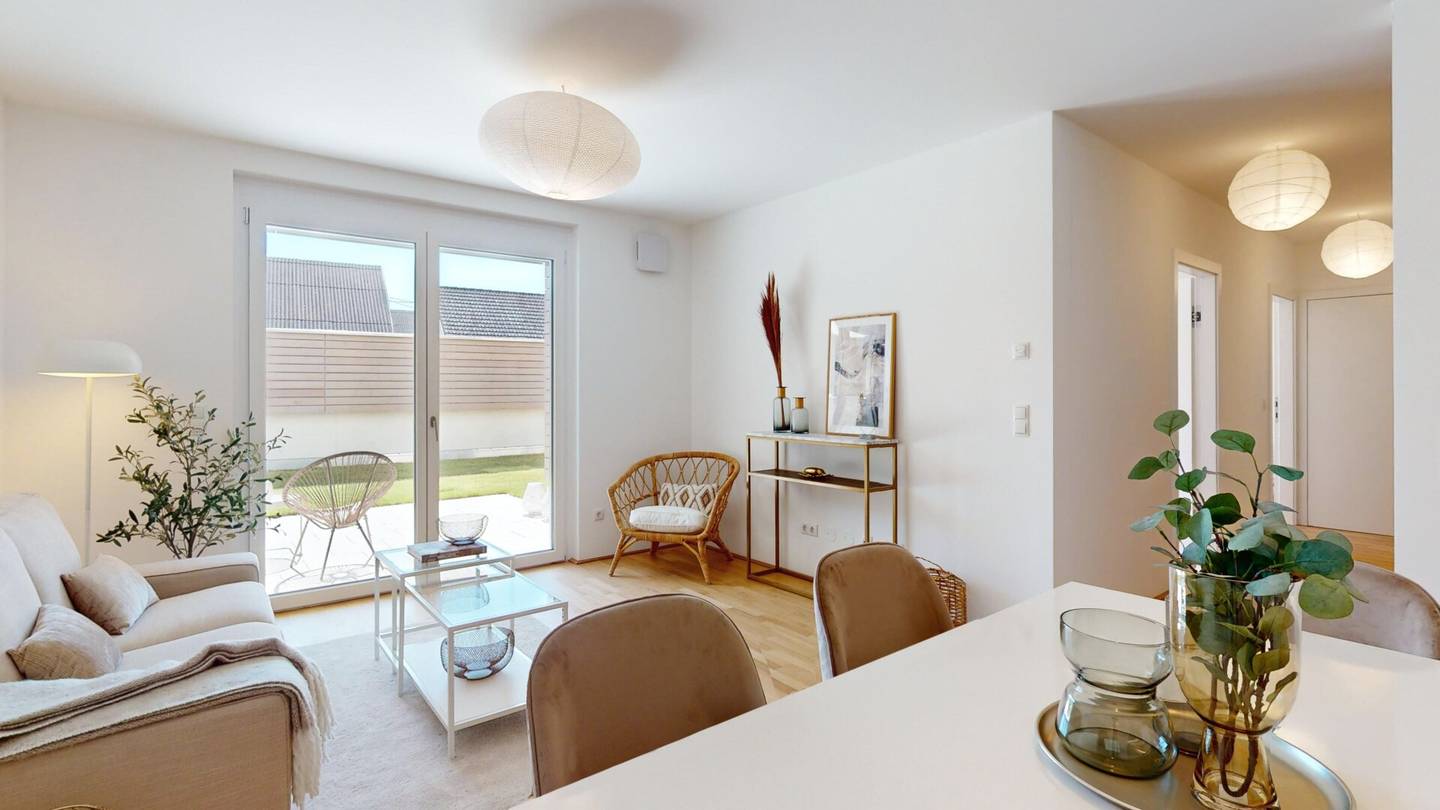 Ansicht Wohn- und Esszimmer Top 4