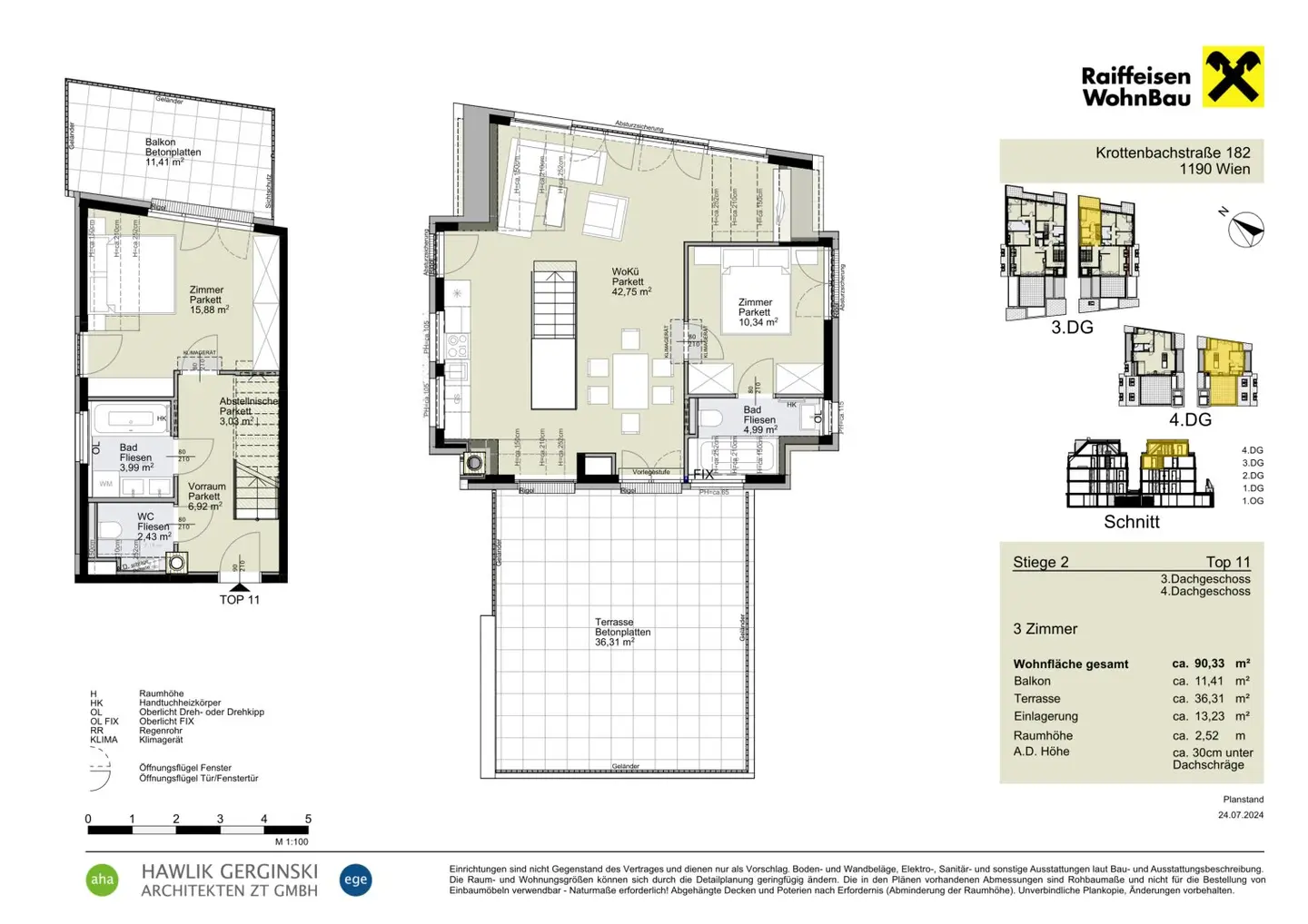 Exklusives 3-Zi Penthouse mit Terrasse & Balkon im 19. Bezirk – Erstbezug!