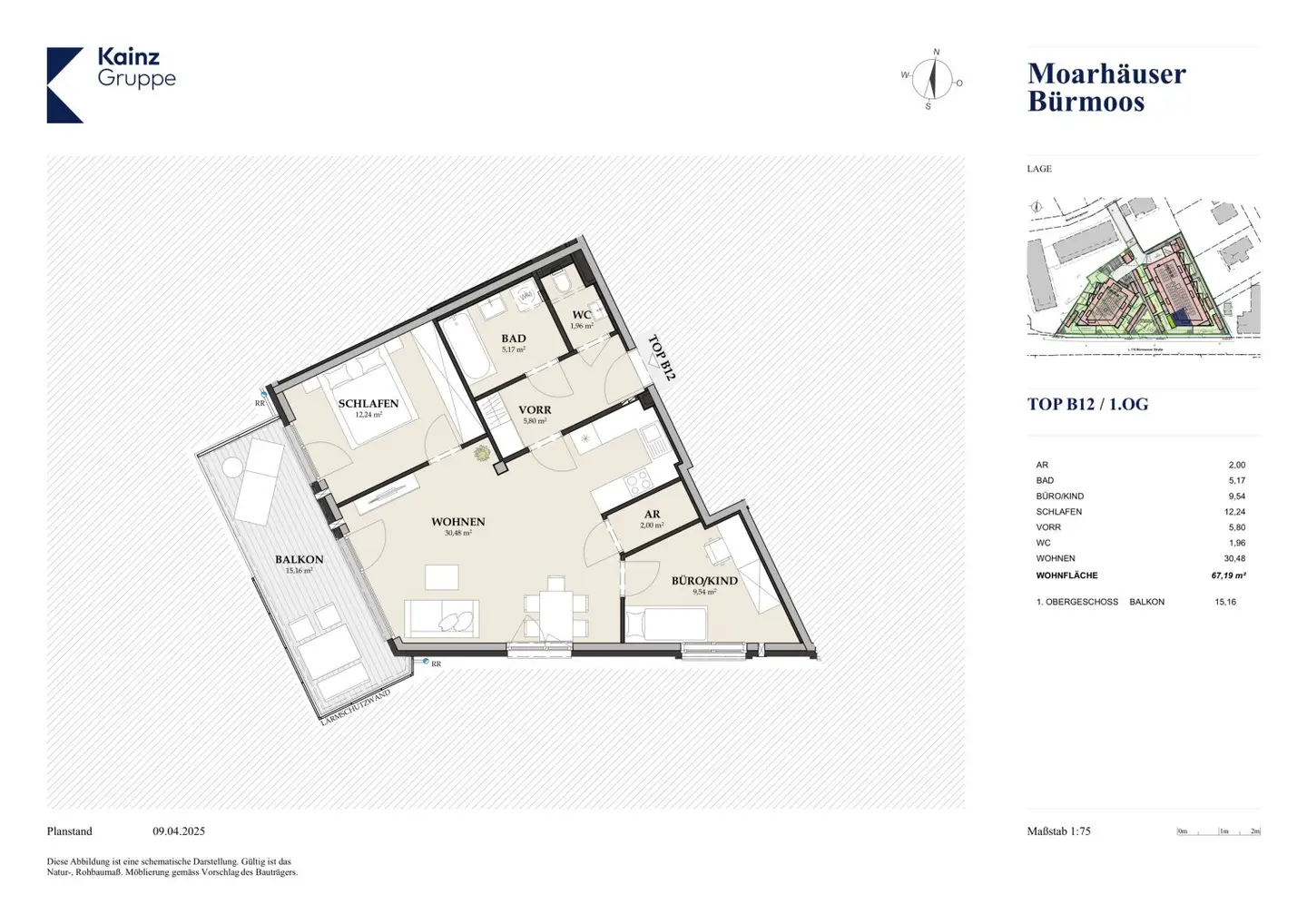 Großzügige 3 Zimmer Wohnung mit 15m² großem Balkon in Bürmoos
