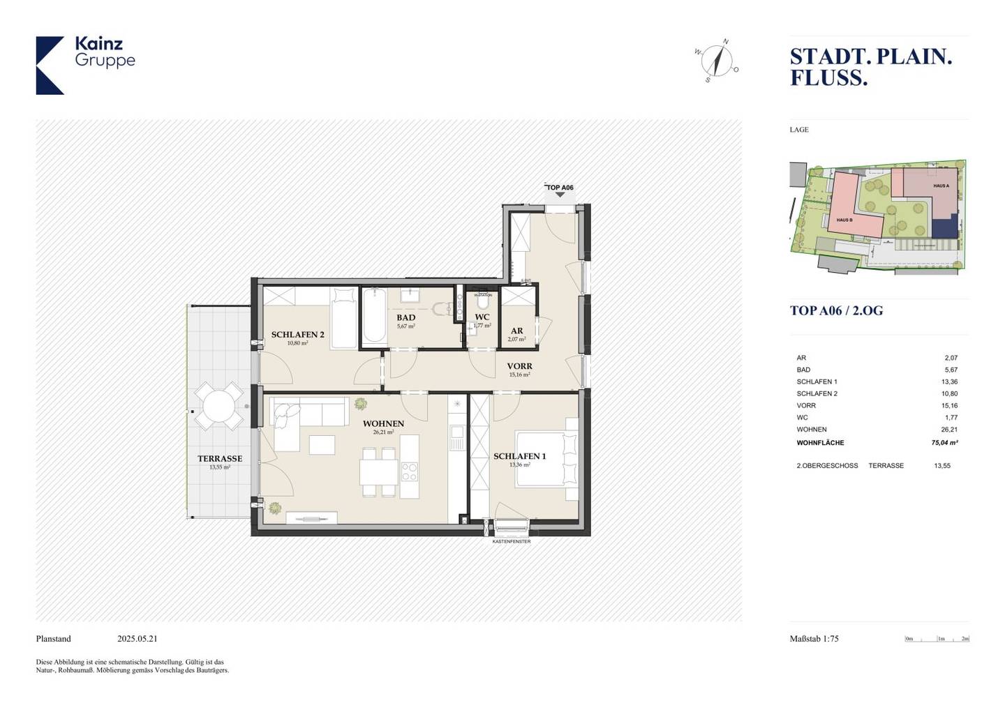 STADTGLÜCK: 75 m² dream home with southwest terrace  | Theodor Körner Street to stay true to the original formatting but translated content remains faithful to German title which is STADTGLÜCK: 75m² Wohntraum mit Südwest Terrasse  | Theodor Körner Straße, Theodor Körner Straße is preserved as a street name in the translation to English; The rest of the title remains unchanged to avoid misrepresenting project names and places in this context while translating descriptive words.