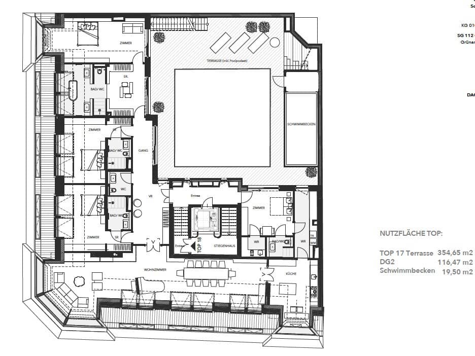 SOFORTBEZUG - AUSSERGEWÖHNLICHES LUXUSPENTHOUSE mit POOL IN WIENER INNENSTADT TOPLAGE IM PALAIS - ERSTBEZUG