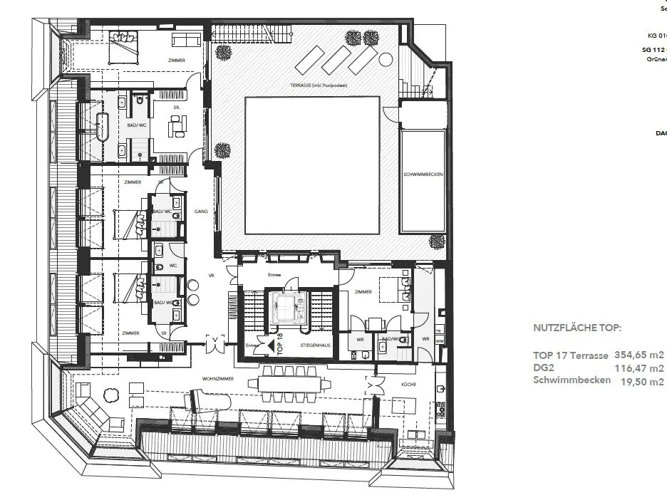 SOFORTBEZUG - AUSSERGEWÖHNLICHES LUXUSPENTHOUSE mit POOL IN WIENER INNENSTADT TOPLAGE IM PALAIS - ERSTBEZUG