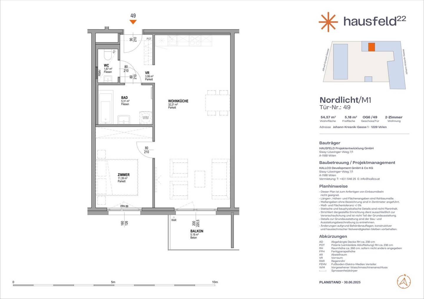Permanent new-build rental apartment in the Oberen Hausfeld Top 2.49 | Schedule online: www.hausfeld22.at/nordlicht