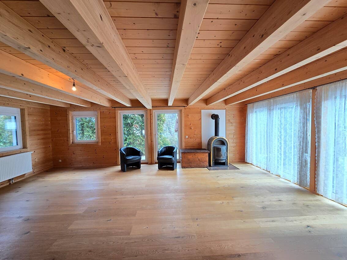 Modern wooden house in bio quality 5 rooms possible central quiet locationX