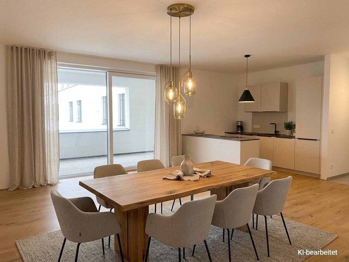 Exclusive three room rental apartment with loggia and high quality furnished kitchen