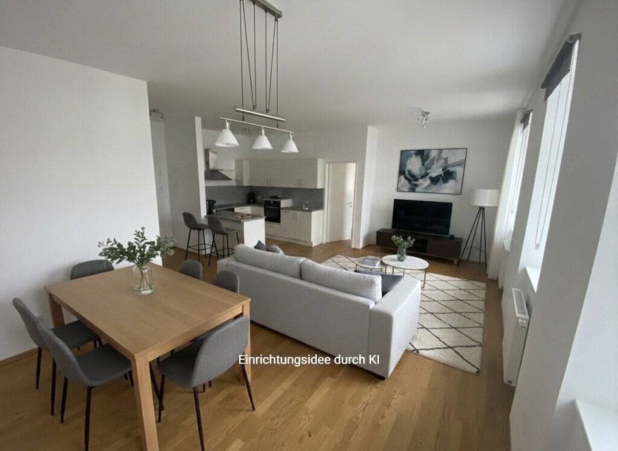 Spacious, centrally located, bright two room apartment with furnished kitchen in Ried