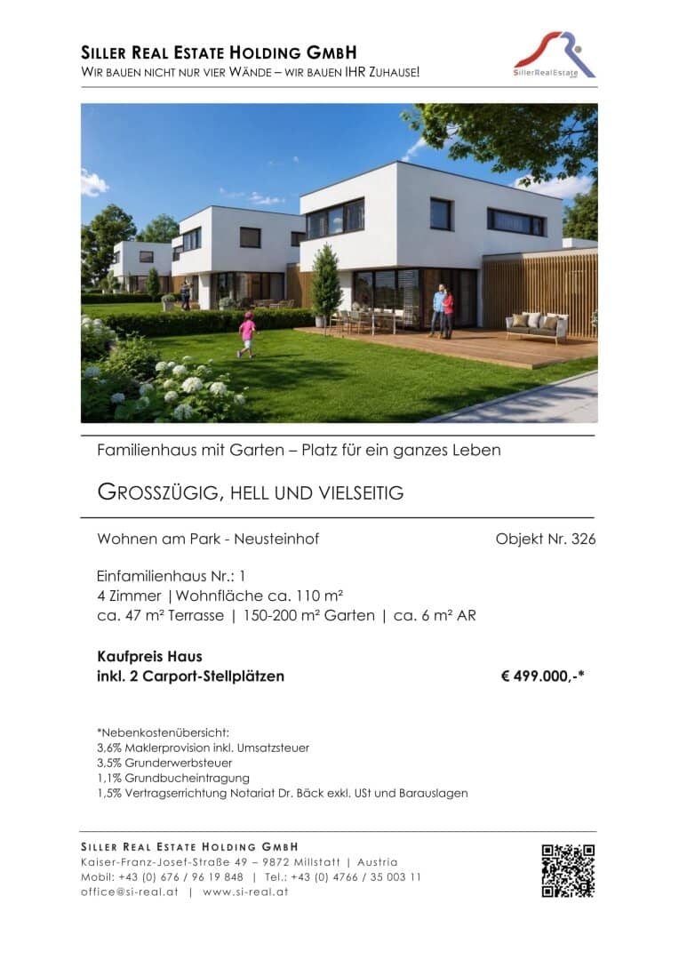 NEUSTEINHOF - Ihr Familienzuhause im Grünen: modern & lichtdurchflutet (Haus 1)