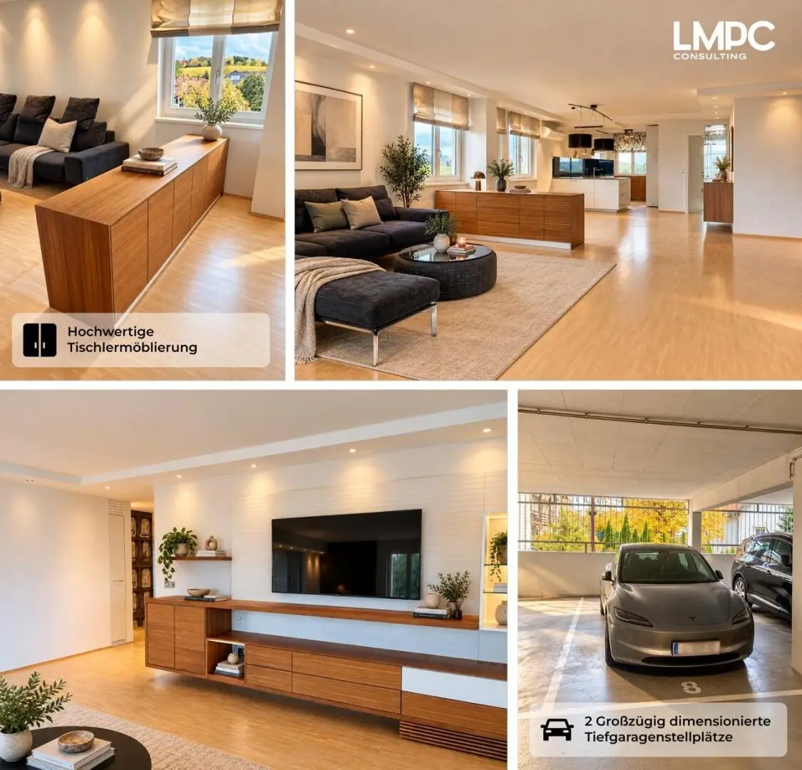 Penthouse Leonding 131m² with Terrace and 2 Garages 270 Degree (Almost) Panoramic View