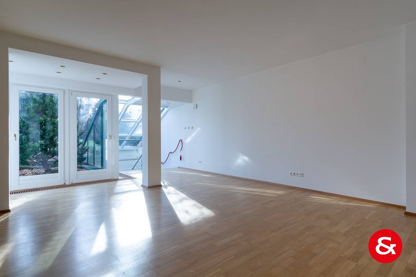 Garden apartment with an office or hobby level and two garage spaces? no,