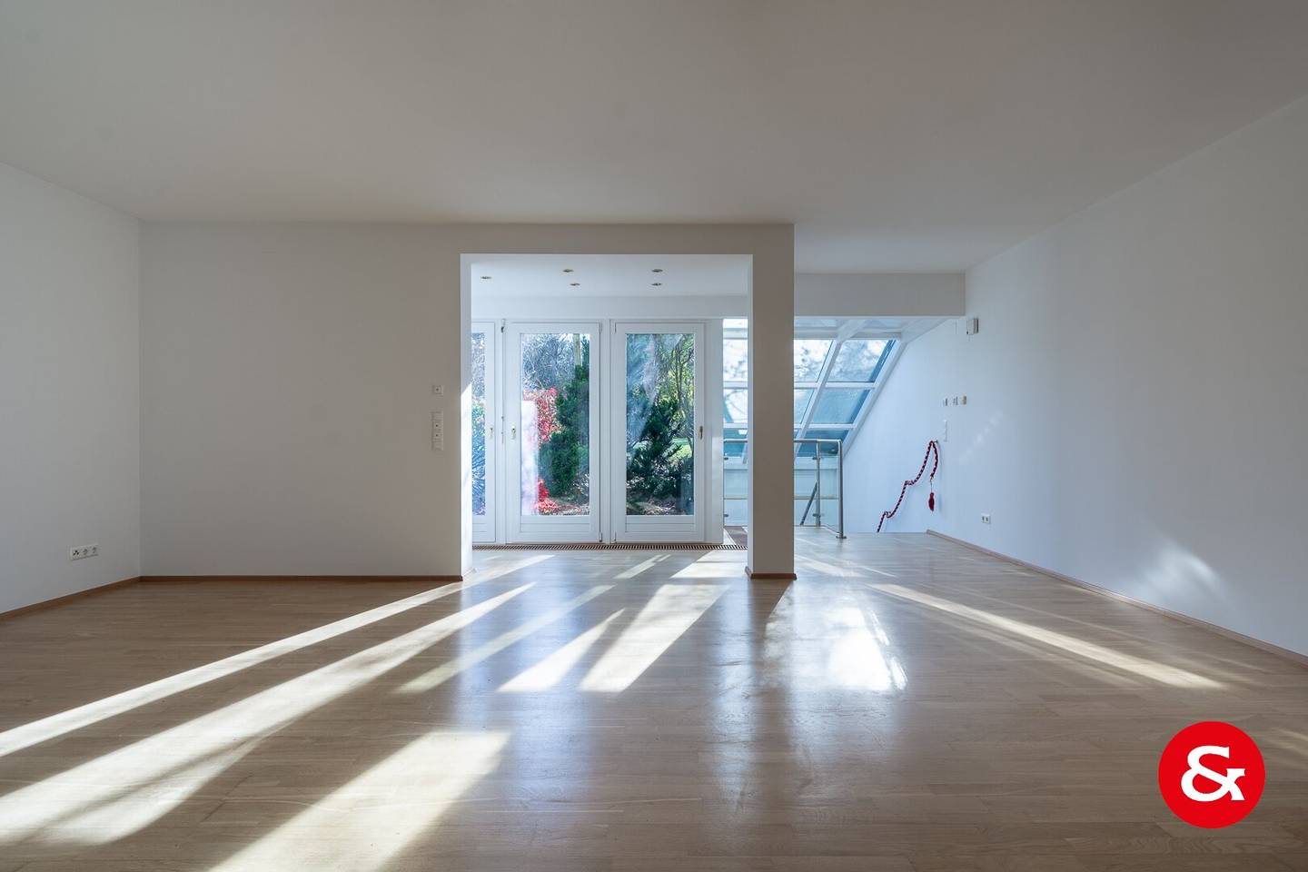 Garden apartment with an office or hobby level and two garage spaces? no,
