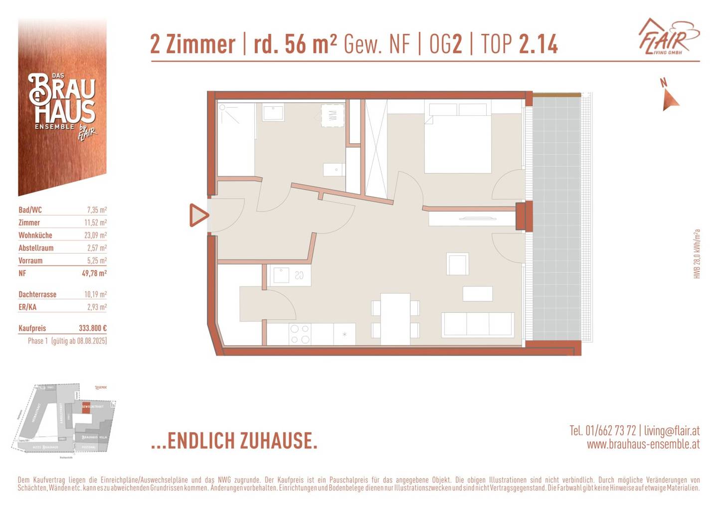 Top-Angebot: 2-Zimmer-Wohnung mit optimaler Raumaufteilung mit sonniger Süd-Terrasse