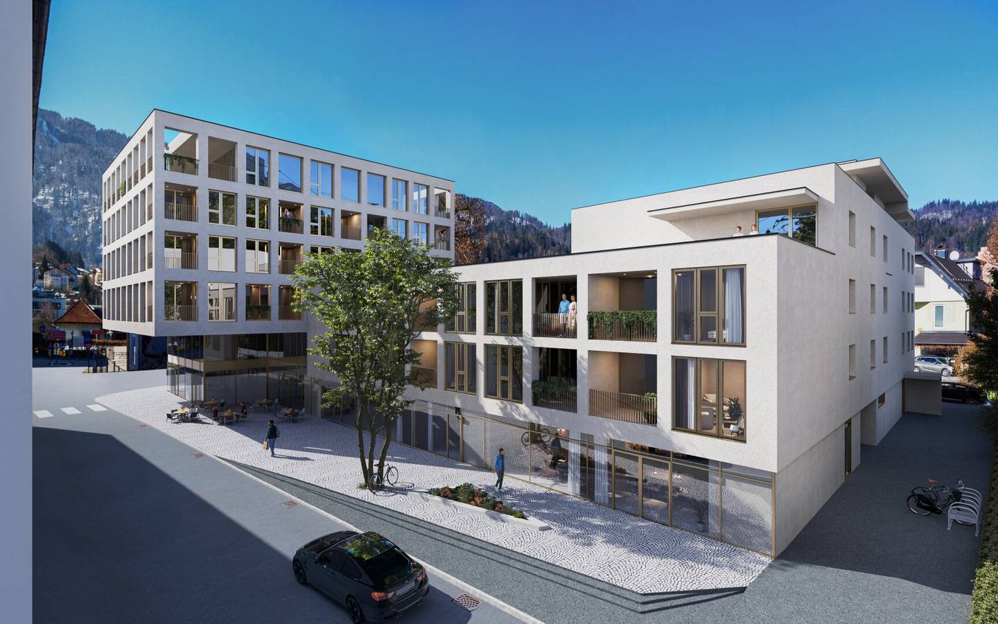 New commercial building first occupancy in Kufstein Passive House underfloor heating and underground garage