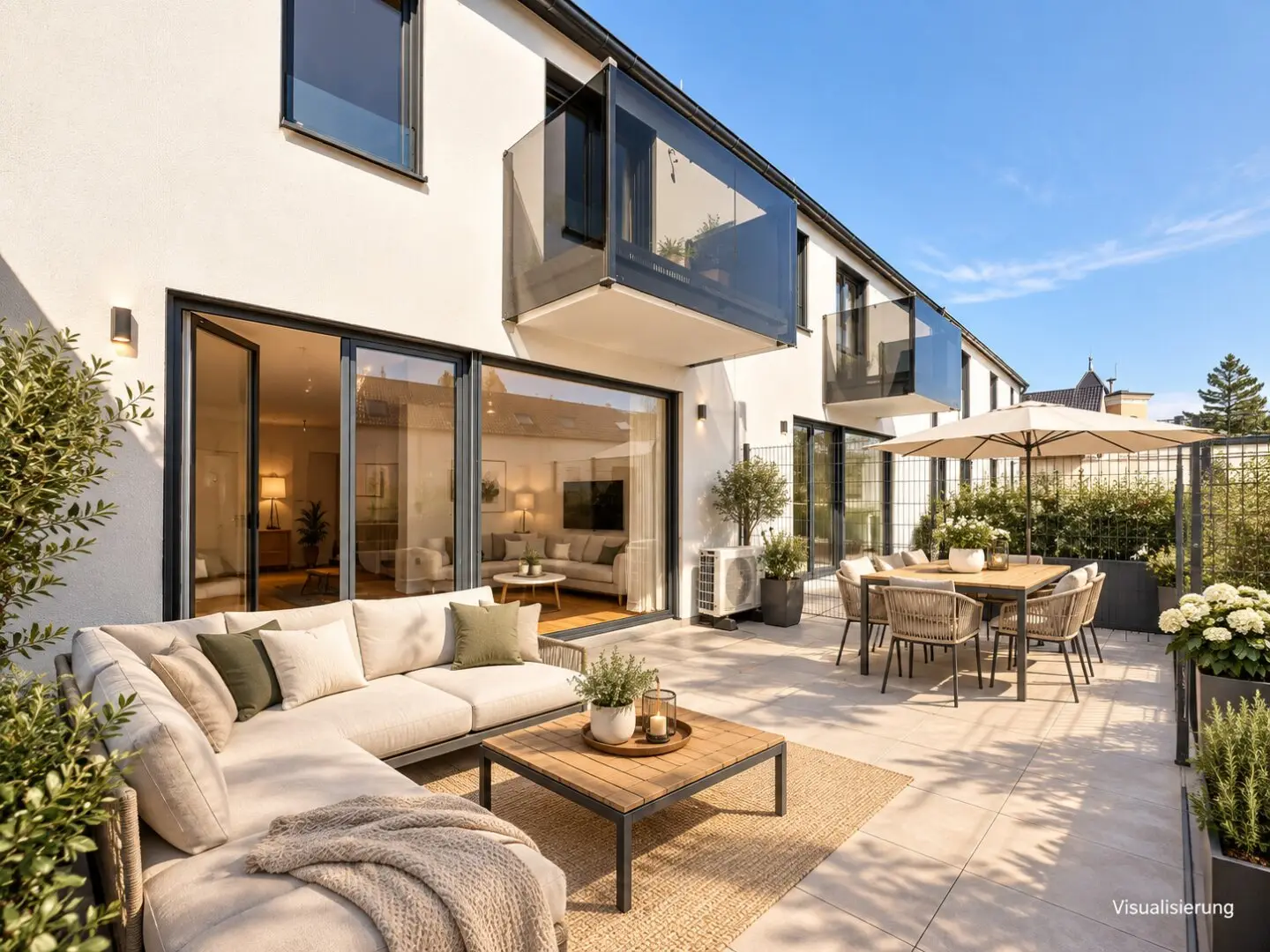 Turn-key house First occupancy New construction Large terrace With S-Bahn about 15 minutes to HBF Wien Air-source heat pump including cooling function High-quality fittings