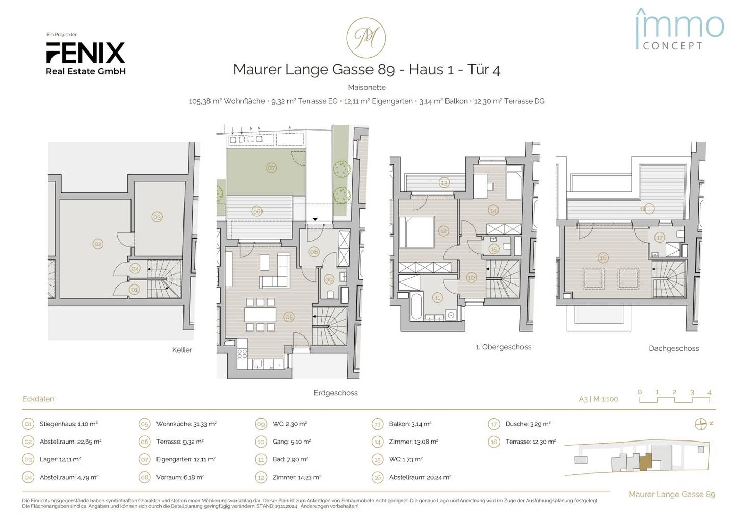 Parkgarten Mauer - individuell planbares exklusives Reihenhaus mit Vollkeller
