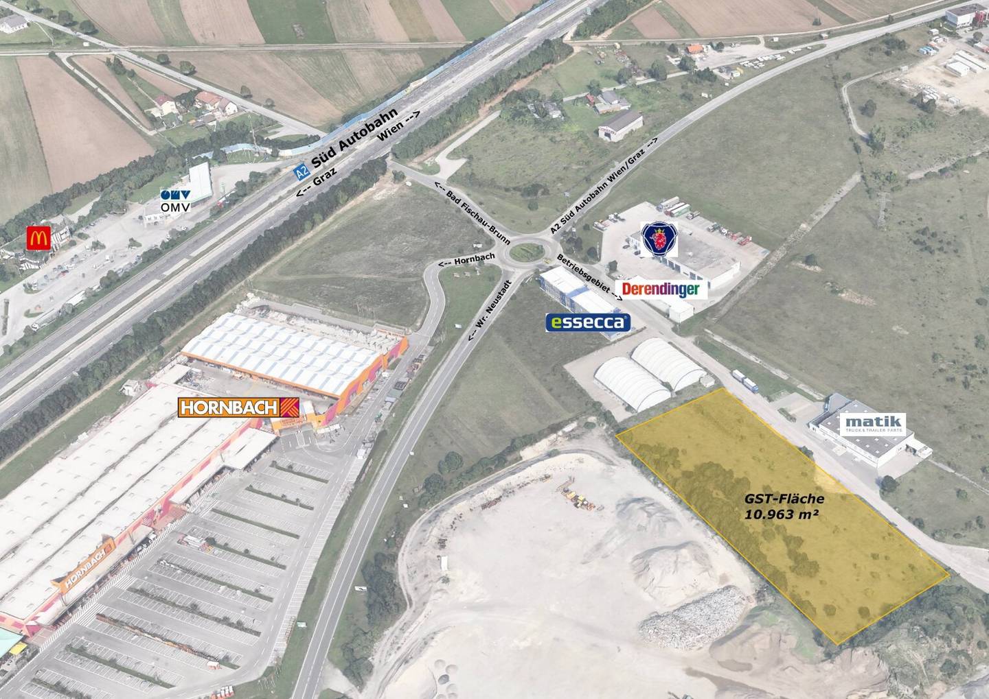 Bad Fischau: Commercial/Industrial property (10,963 m² / not divisible) near A2 - Rent/Lease