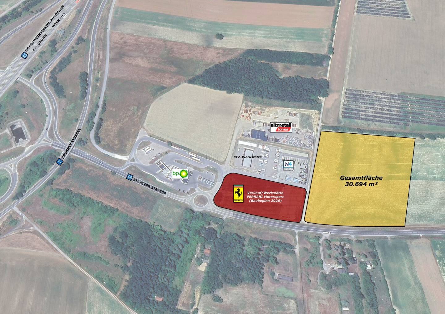 A5 Abfahrt Schrick - Gewerbegrundstück 15.000 m² oder 30.694 m² zu kaufen