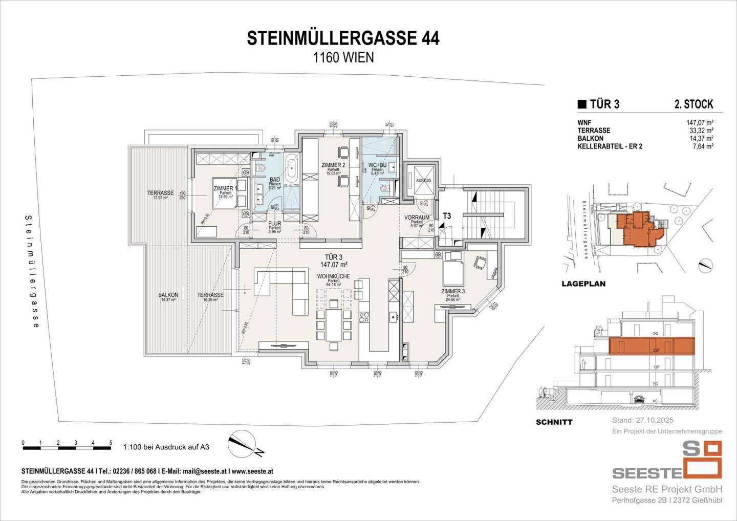 Exclusive apartments, 131 m² to 177 m², near the Wilhelminenberg with panoramic view, pre-registration possible