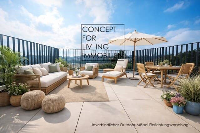 Exclusive 63 m² roof terrace maisonette. Garage. Elevator. Keller. Dreamlike view. Available from Summer 2026