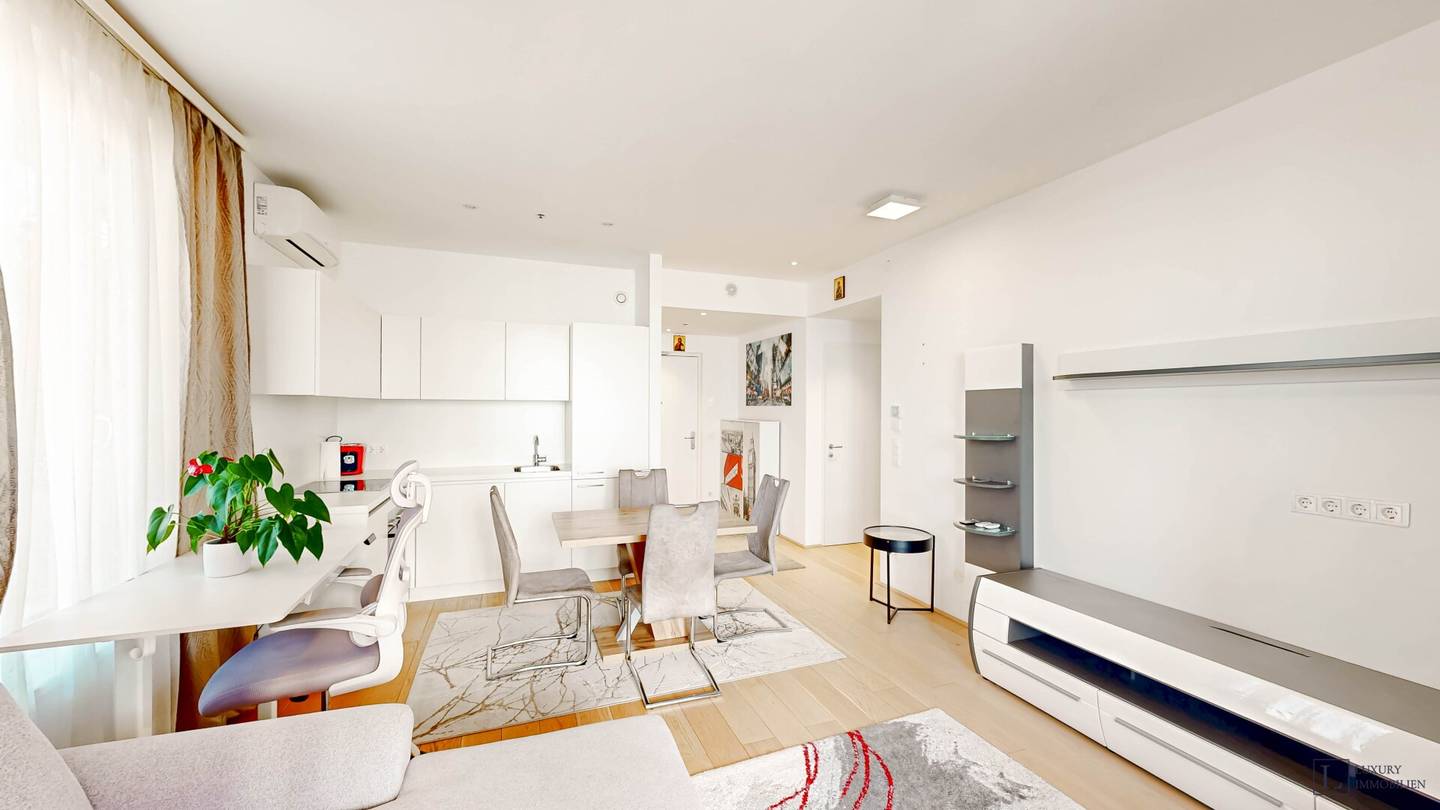 Möblierte 2-Zimmer-Wohnung mit Terrasse und Fernblick zu vermieten — Quartier Belvedere