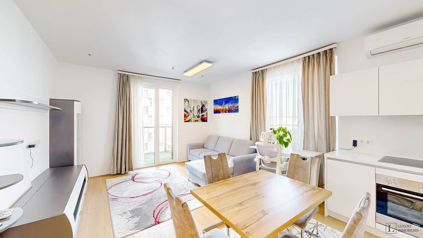Möblierte 2-Zimmer-Wohnung mit Terrasse und Fernblick zu vermieten — Quartier Belvedere