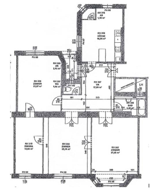 PRATERCOTTAGE, 137 m² old building apartment, 4 rooms, kitchen, bath with bathtub, parquet floors, WG suitable, Schüttelstraße