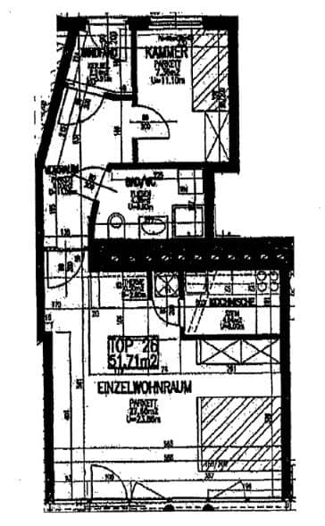 DONAUKANAL-NÄHE, klimatisierte 52 m2 Neubau mit Stehbalkon, 2 Zimmer, Komplettküche, Wannenbad, Fernblick, Salztorgasse