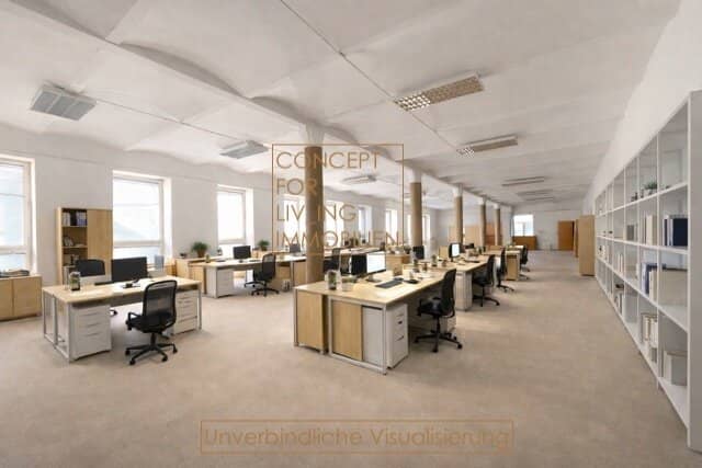 Bright warehouse/office on the 1st floor. Freight elevator. 3.80 m ceiling height. Flexible room layout. Near Hannovermarkt pure_living