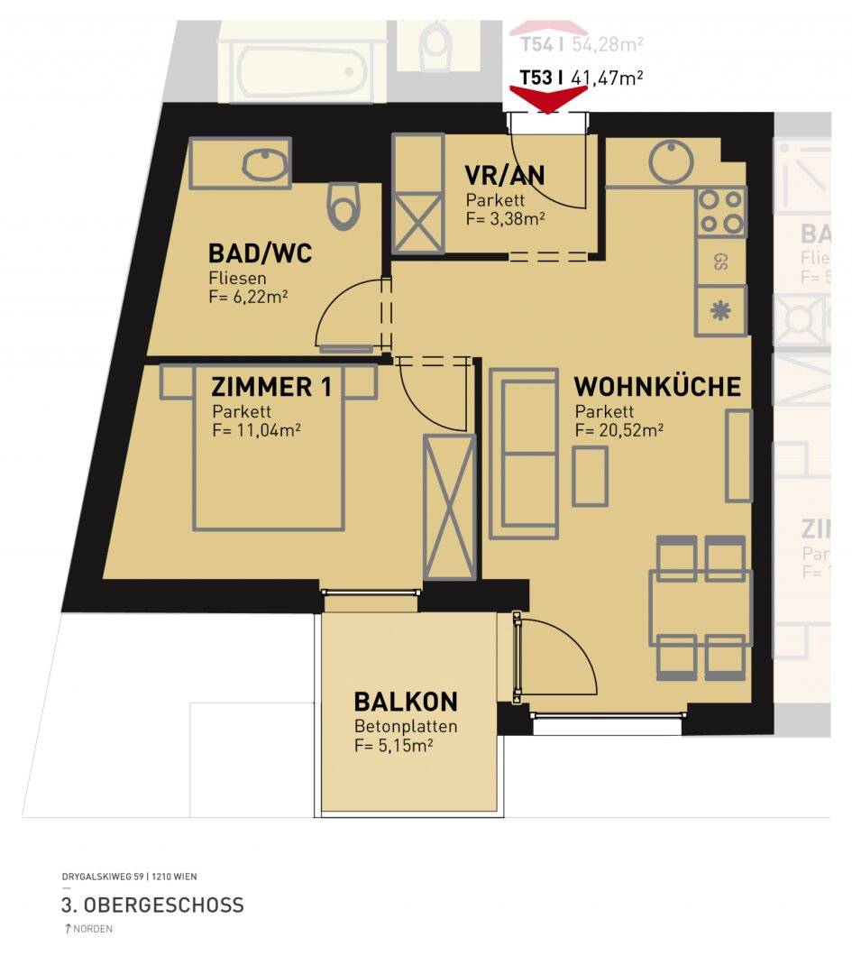 2-room first occupancy apartment with balcony in prime location near Alte Donau