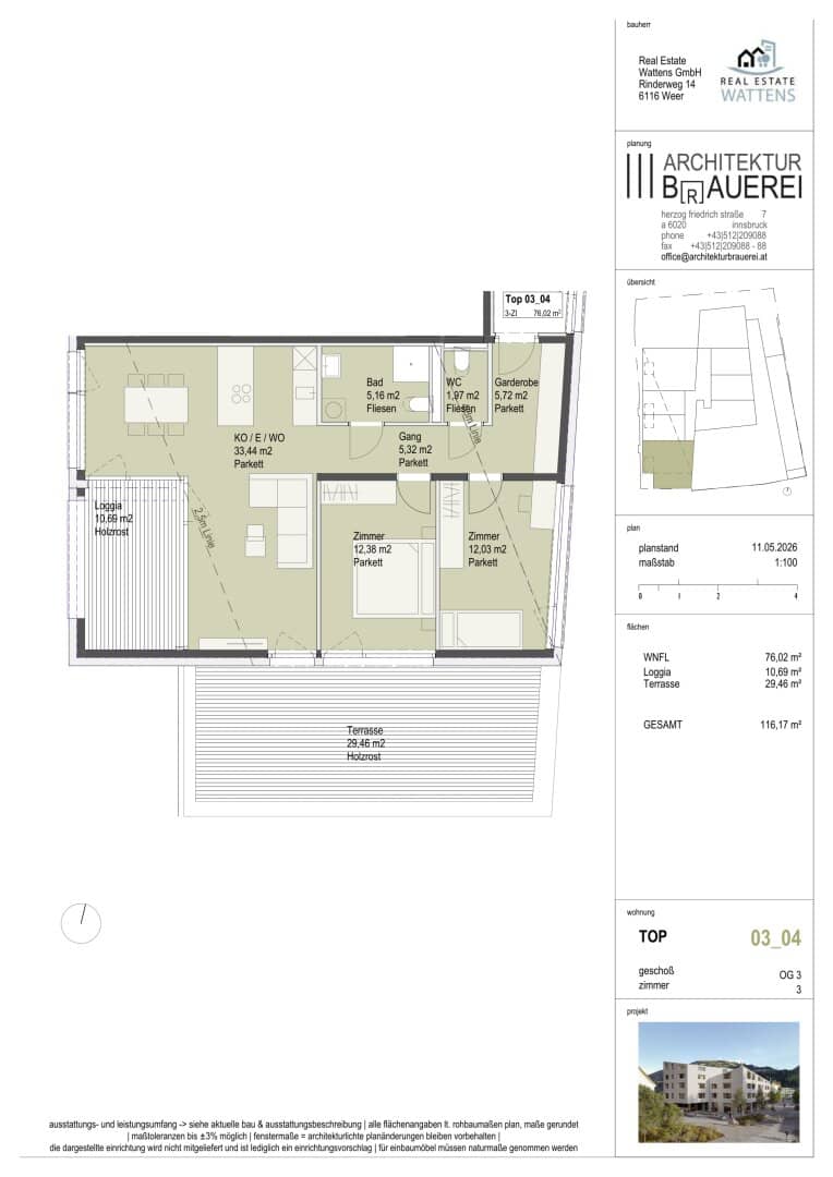 Am Kirchplatz new construction project in Wattens Center