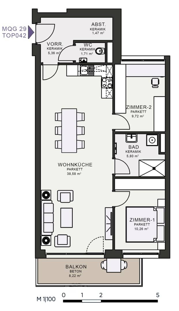 Modernes Wohnen im Neubau – Erstbezug im MQG