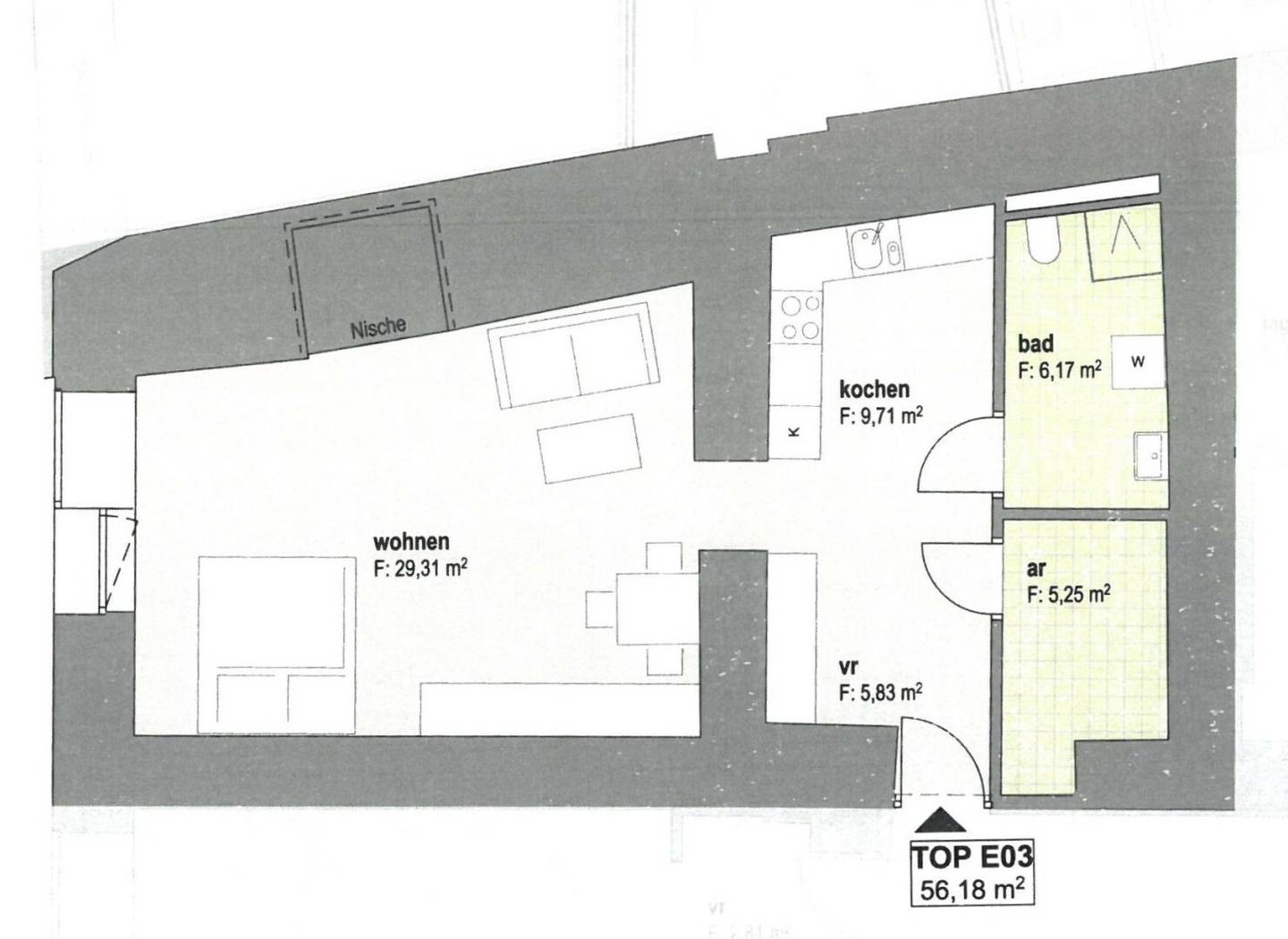Anlegerwohnung Top E03, Garconniere mit getrennter Küche, dzt.. vermietet,  Innsbruckerstraße 15, 6130 Schwaz