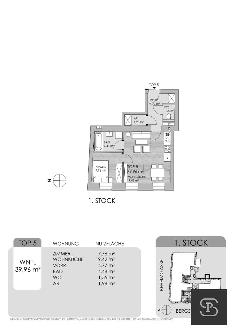 Investment property: Rented 40m² apartment with built-in kitchen in renovated old building - 1170 Vienna