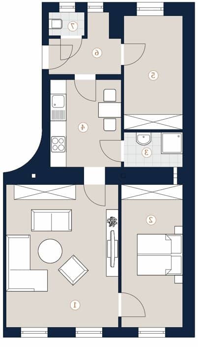 Friendly and efficient three room apartment in a nicely renovated house