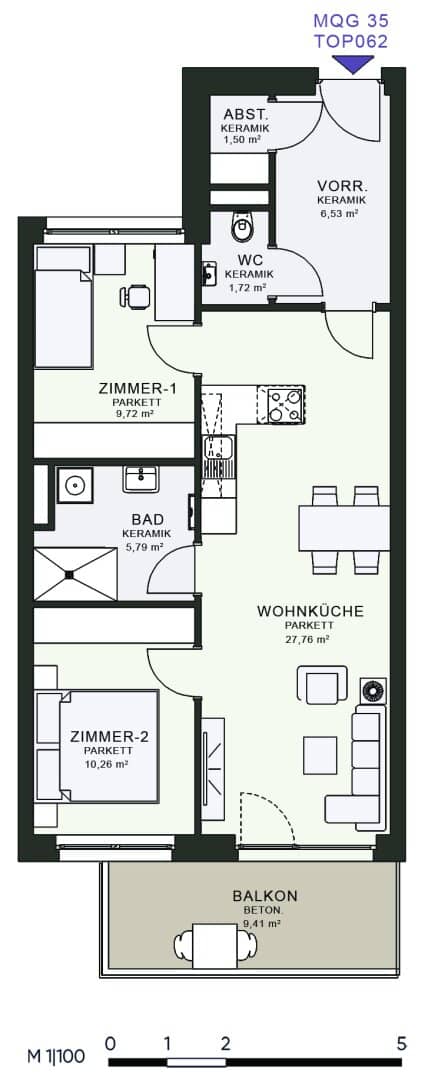Modern living in the new building, first occupancy in MQG