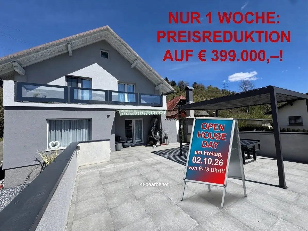 Residential house with a large southwest facing terrace, south facing balcony, garages and carports in a wonderful peaceful location