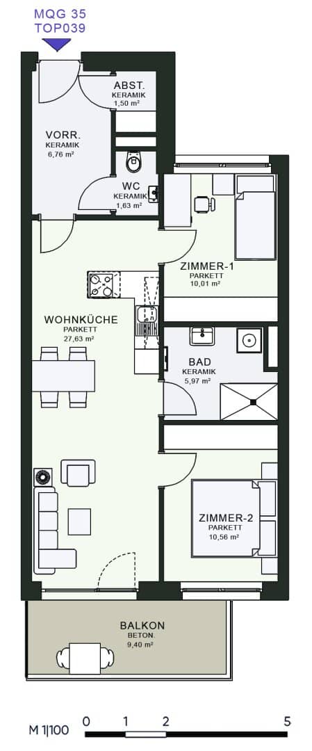 Modern living in the new build, first occupancy in MQG