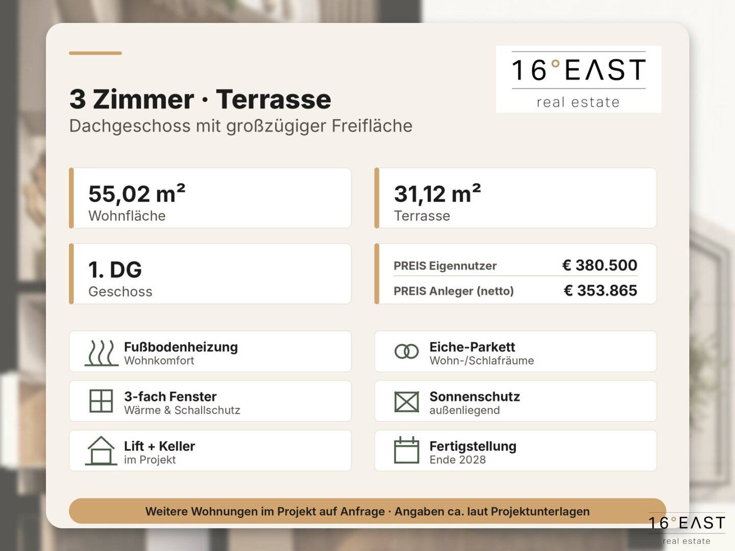 3-Zimmer-Neubau im Dachgeschoss mit Terrasse | provisionsfrei für Käufer