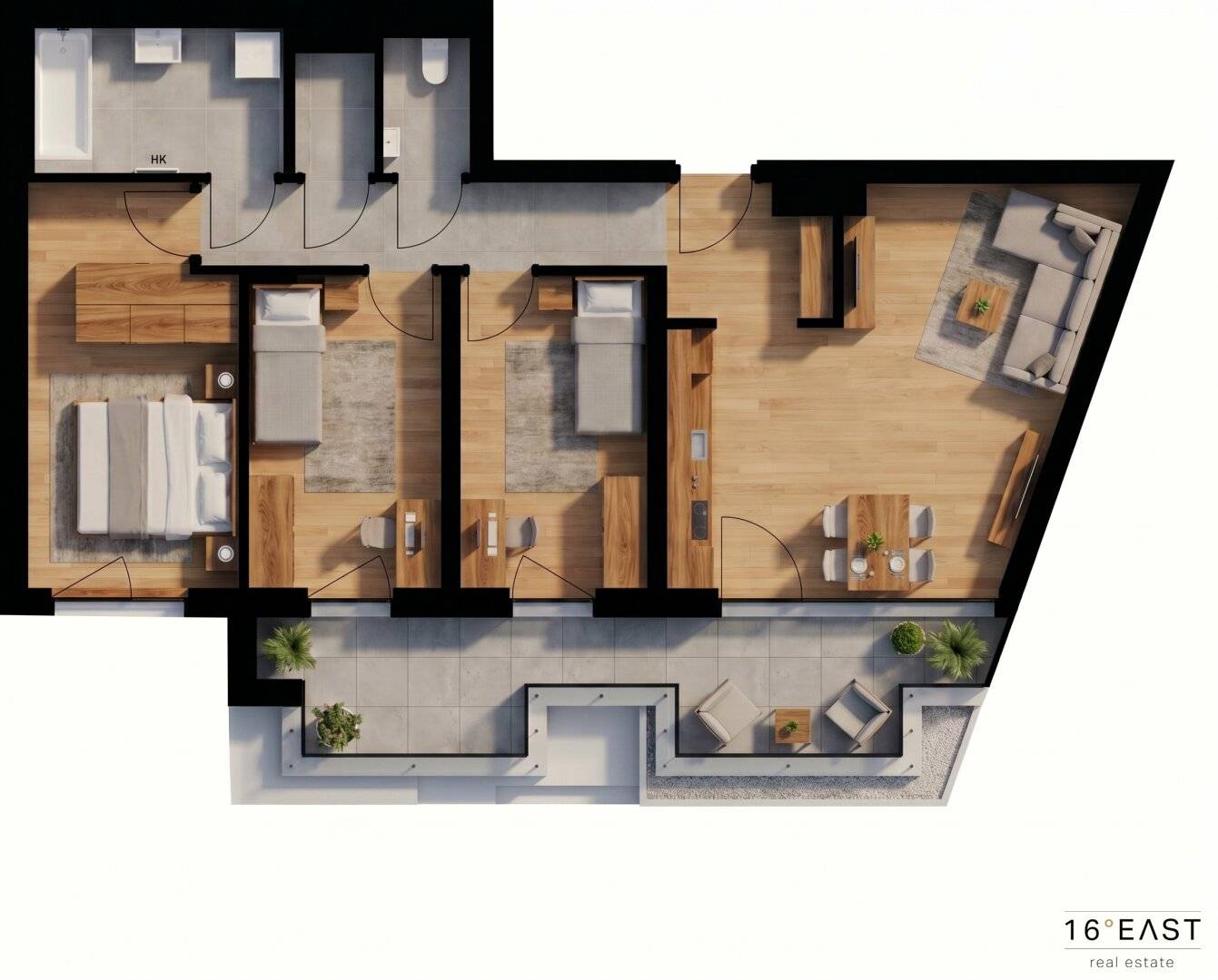 Four room new build with balcony and loggia | approx. 77.6 m² living area
