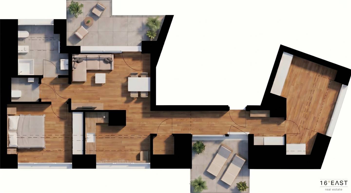 3 room attic with large terrace commission free for buyers