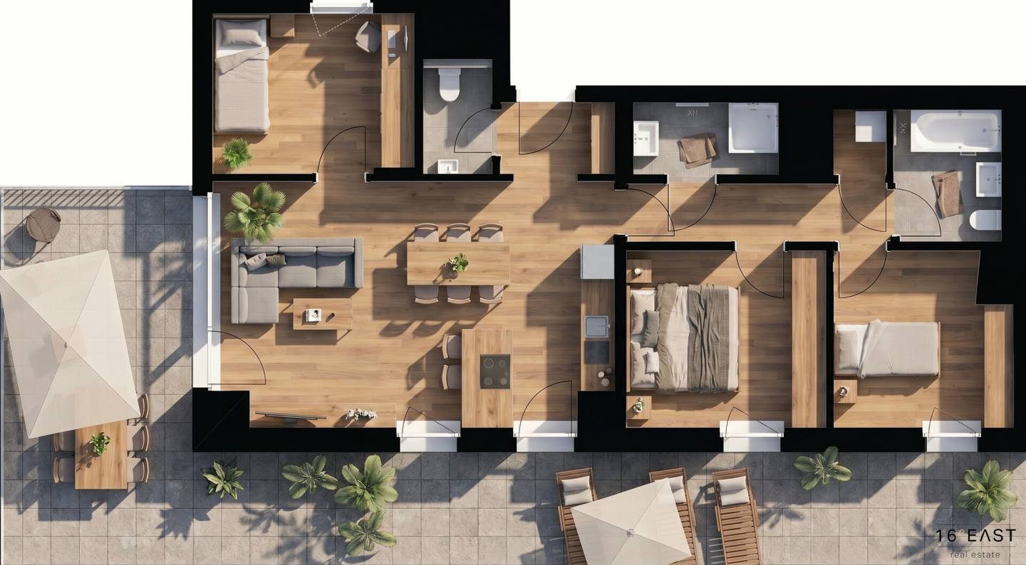 Four room new build in the attic with approx 62 m² terrace commission free for buyers