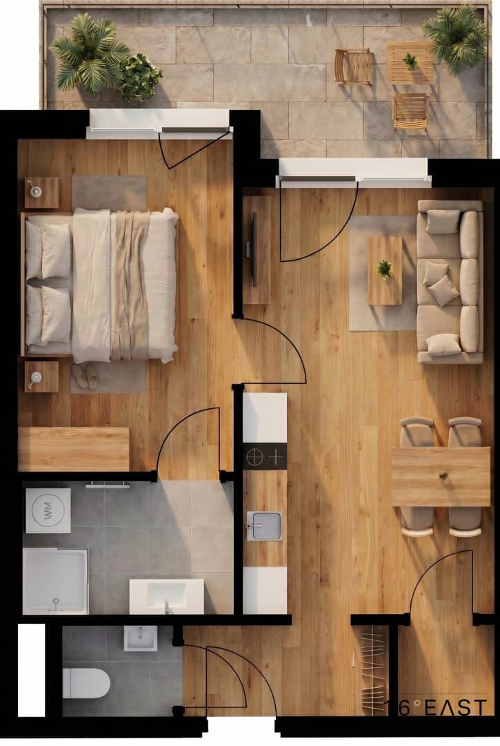 Two room new build with a large balcony | commission free for buyers