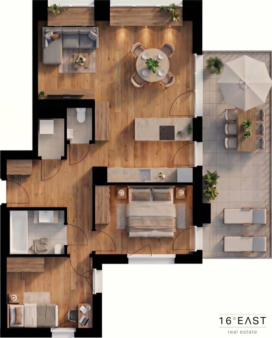 3 room attic apartment with large terrace | commission free for buyers